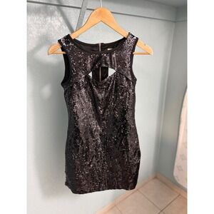 Lola Black Sequin Cutout Mini Dress Sleeveless Open Back Bodycon BD10011AN Small